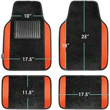 FH GROUP FH-F14408 Carpet w. Faux Leather Floor Mats Solid Color - Fit Truck, SUV, or Van(Orange) - Multicolor - Ver 7
