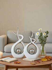Moderne Kunstharz-Skulptur, Heimdekoration, Tischfigur, Platin-Harz-Material, Wohnzimmer, Esszimmer, Kaffeetisch-Mittelstück, moderner Landhausstil Dekoration, geeignet für Wohnzimmer, Küche, Kamin, Schlafzimmer, Esstisch, minimalistische Bürodekoration, Vase Dekoration, moderne Wohnzimmer Schlafzimmer Dekoration, Mittelstück, Muttertagsgeschenk, Abschlussgeschenk, Hochzeitsdekoration - Verschiedenfarbig - Übersicht 3