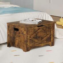 Cofre de Almacenamiento de 60 cm, Banco de Madera con Bisagra de , Fácil de Armar, Ideal para Entrada, Sala y Recámara - Marrón - Ver 2