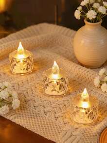 24pcs/10pcs/5pcs/3pcs/1pc Acrylic Crystal Electronic Candle Lamp, Mini LED Realistic Transparent Rose Lamp For Christmas Eve Decor, Battery Operated, Rose Rhombus Pattern Projection Candle Lamp, Suitable For Wedding Proposal, Valentine's Day, Halloween, Christmas, Romantic Occasions, Home Decor, Dining Table Atmosphere + Christmas Ice Berg Light - Multicolor - View 15