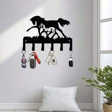 Hello Young 1pc Elegant Steed Black Metal Wall Hook, Suitable For Bedroom/Living Room/Office, Bohemian Style, Easy To Install, Wall Mounted Hook Wall Art Metal Hook Rack,Suitable For Room Decor - Multicolor - View 3