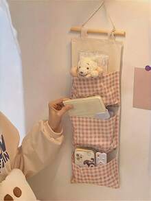 Borsa da appendere per la camera da letto con tasche multiple a quadri beige, sospesa da terra, ideale per riporre libri e giocattoli, mantiene gli spazi piccoli ordinati e organizzati. - Multicolore - Visualizzare 7