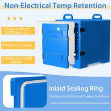 COSTWAY End-Loading Insulated Food Pan Carrier Hot & Cold 5 Food Pan Capacity With Handles - 藍色 - 查看 5