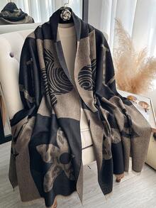 1pc Elegant Clover Patchwork Pattern Jacquard Gold Thread Scarf, Women's Fashion Versatile Air-Conditioned Room Shawl, Suitable For Spring/Autumn Outerwear, Sunscreen, Decoration