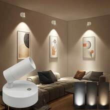 2Pcs LED Magnetic Wall Lamp, Featuring 3 Color Modes And Adjustable Brightness - With Touch Control, Easy Installation, Perfect For Plants And Artworks - USB Rechargeable Battery - Suitable For Bedrooms, Living Rooms And Corridors, Wireless With No Blind Spots, 360° Rotation Touch Control - White 2pcs - View 1