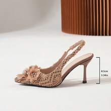 1 Pair Glamorous Chloroprene Mesh Patchwork Fashion High Heel Pumps, Pointed Toe Stilettos For Party, All Season - Brown - View 6