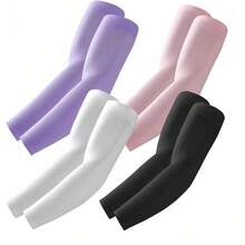 Arm Sleeves Cooling UV Sun Protection Sports Compression For Men/Women - 4雙裝 - 黑色+白色+紫色+粉紅色 - 查看 1