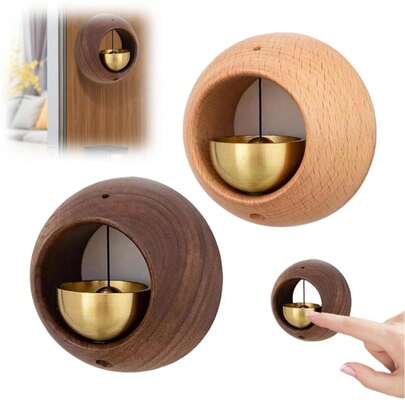 1个木质优雅多巴胺门铃，门铃和冰箱装饰挂铃，可爱磁性门铃，黄铜手铃，独特礼物