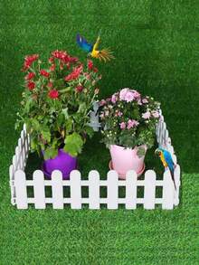 White Plastic Fence, Garden Picket Fence, Outdoor Gardening Fencing, Interlocking Small Fence - White - View 6