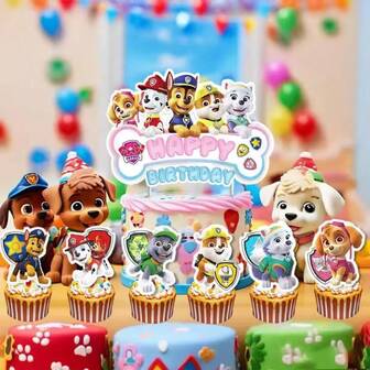 13 delar PAW Patrol Ett komplett set tårtdekorationer Skye födelsedagsdekoration PAW Patrol-tema födelsedagsfestdekoration barnfesttillbehör babyshower