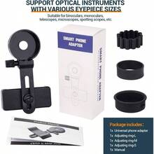 - Adaptador de telescopio para telfono celular, prismticos, monoculares, microscopio, telescopio, soporte de clip para telfono inteligente, se adapta a casi todos los telfonos mviles - negro - - Ver 6