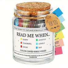 LHENGTT Bible Verse Glass Jar, Scripture Prayer Cards Holy Read Me When Bible Verses Glass Jar, Church Graduation Baptisms Confirmation Christian Gifts For Women Men Teen, Inspirational Birthday Gifts For Women Mom Friends - White - View 1