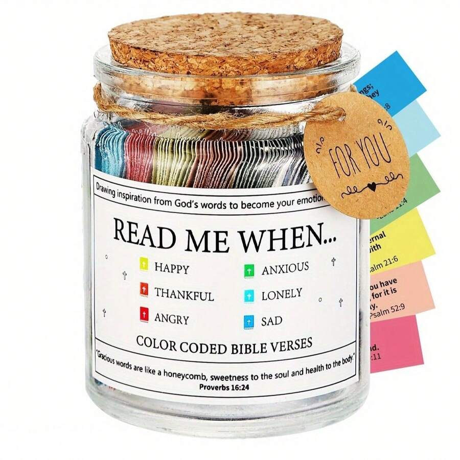 LHENGTT Bible Verse Glass Jar, Scripture Prayer Cards Holy Read Me When Bible Verses Glass Jar, Church Graduation Baptisms Confirmation Christian Gifts For Women Men Teen, Inspirational Birthday Gifts For Women Mom Friends - White - View 1