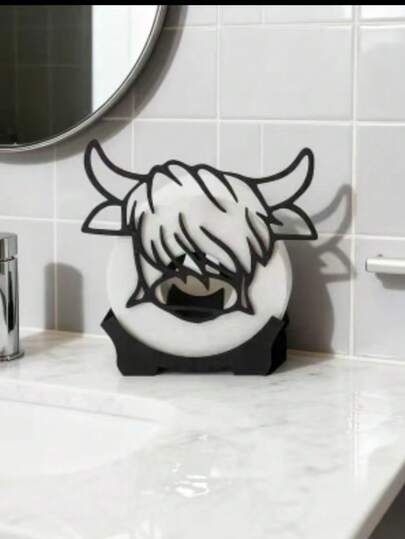 1 adet Highland İnek Şeklinde Tuvalet Kağıdı Tutucusu, İç/Dış Mekan İçin Dekoratif ve Pratik, Kompakt ve Şirin, Koleksiyon ve Tatil Hediyeleri İçin İdeal