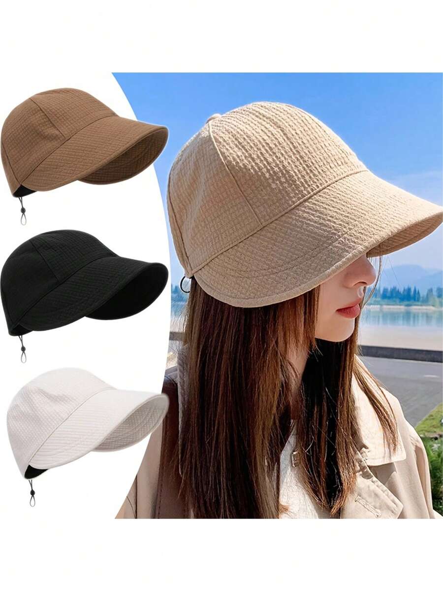 1pc Women's Sun Hat, All-Season Sun Hat, Adjustable, Waffle Knit Versatile Baseball Cap, Great Gift Choice For Valentine's Day - Multicolor - View 1
