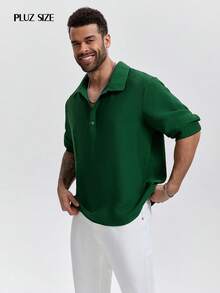 1 Men's Shirt With Green Pit Stripe Vertical Pattern, Collar, Pullover Shirt, Long Sleeves, Button Placket, Handsome Casual Plus Size Shirt, Polo Shirt, Elegant Successful Men's Top Coat- Breathable And Comfortable, Perfect For Beach, Vacation, Work, Daily Wear, Parties, Banquets, Weddings And Other Occasions, It Is An Ideal Gift For Boyfriends, Husbands, Fathers, Father's Day And Other Holidays - Green - View 5