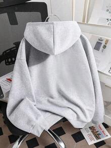 Sudadera con capucha cálida con estampado de coches de dibujos animados para niños preadolescentes - Gris - Ver 3
