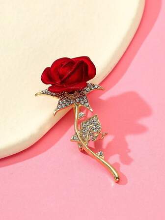 1 st. Fashionabel mångsidig rosblombrosch, lämplig för bröllop, älskare och olika tillfällen