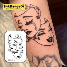 1 Set "Mask" Revolutionary Technology Tattoo, Semi-Permanent Tattoo, Temporary Tattoo, Long-Lasting, Women's Tattoo, Fake Tattoo, Waterproof, Realistic Tattoo Appearance, Plant-Based, Y2k X112 - Black - View 2