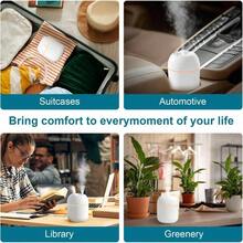 Humidificador porttil pequeo, humidificador personal de computadora para coche, habitacin de oficina, recmara, apagado automtico, 2 modos de niebla, sper silencioso 220 ml, blanco - Blanco - Ver 5