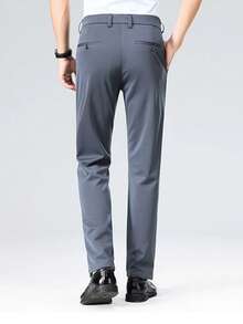 Men's Slant Pocket Suit Pants, Beltless, Lightweight Business Casual Dual-Purpose - Light Grey - View 3