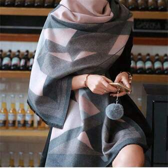 Tjock, överdimensionerad sjal för kvinnor, mångsidig för luftkonditionerade kontor, varm och lämplig för höst/vinter