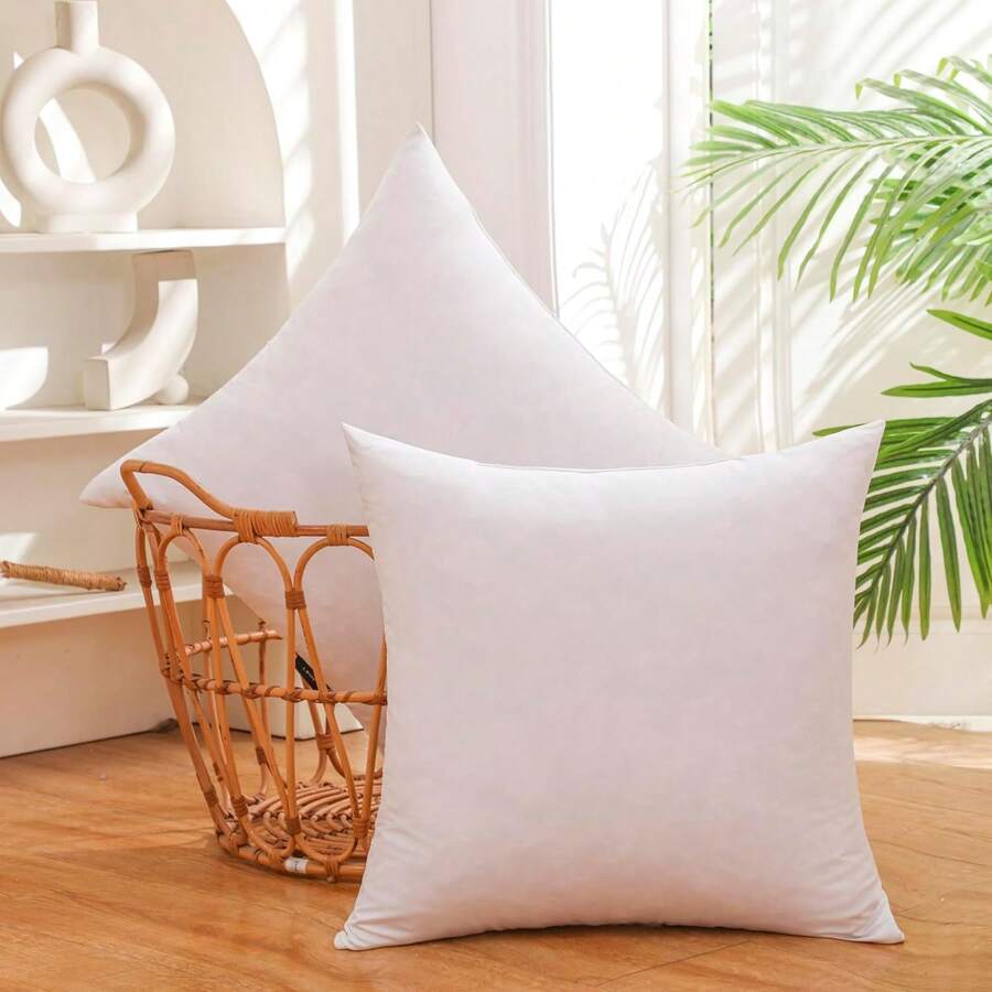 2/4-Piece European Pillow Inserts 18x18 Inches Ultra-Soft Pillow With High Fill Weight Suitable For Beds, Sofas And Cushions White Decorative Pillows Home Furnishings - 白色 - 查看 1