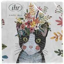 Boston International servilletas de papel para cócteles y bebidas, , 5 x 5-Inches, 1(10 x 10-Inches Mia Charro - Gato floral (paquete de 1)) - Multicolor - Ver 2