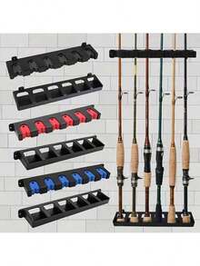 Rak Dinding Joran Pancing Hitam yang Mudah Dipasang, Kotak Penyimpanan Pegangan Busa Kepadatan Tinggi, Kokoh dan Tahan Lama, Dapat Menampung 6 Joran Pancing, Cocok untuk Luar Ruangan, Rumah, Garasi, Desain Multi-Slot, Penyimpanan Mudah, Hemat Ruang, Cocok untuk Berbagai Joran Pancing, Dudukan Joran Pancing, Memperindah Area Memancing - MultiWarna - View 3
