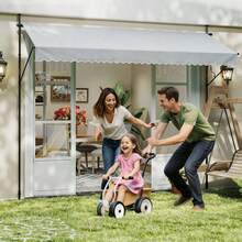 No-Drill, Adjustable-Height, UV-Resistant Polyester, Light Grey, Light Grey, Adjustable-Height, Sun Protection For Balcony/Terrace - Light Grey - View 8