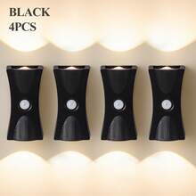 LED人体感应夜灯，LED感应壁灯，可充电壁灯 - USB充电，1200mAh，适用于办公室/卧室走廊/橱柜下方/楼梯，圣诞节/万圣节装饰，房间装饰，卧室装饰