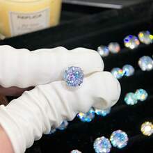 Titanium Steel Gradient Handheld Flower Impression Style Earrings Ear Piercing Care Anti-Allergy Irregular Shape Earrings Ear Cartilage Helix Studs - 8. (1 Piece) Sunset Maple Syrup - View 2