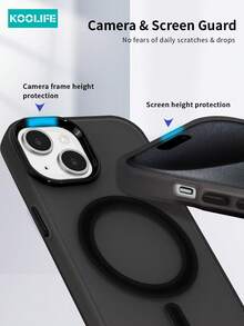 Koolife 1pc Magnetic Wireless Charging Magsafe Protective Case With Separate Buttons, Colorful Contrast, Semi-Transparent Matte Compatible With Apple 17, 17 Pro Max, 17, 17 Pro, 17 Air, 11, 12, 12 Pro, 12 Plus, 13, 13 Pro, 13 Pro Max, 14, 14 Pro, 14 Pro Max, 15, 15 Plus, 15 Pro, 15 Pro Max, 16, 16 Plus, 16 Pro, 16 Pro Max, 16e - Black - View 6