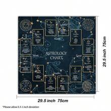 1pc Tarot Card Tablecloth For Spread Tarot Reading Cloth 12 Constellations Witchcraft Astrology Oracle Card Pad Altar Cloth - Black - View 7