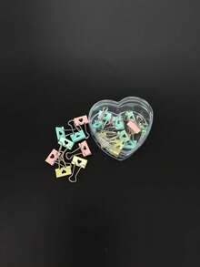 24pcs Random Cute Heart Shaped Clips, Heavy Duty Metal Structure, Grip For Office, School, Scrapbook, Planner - Compatible With Ring Binders, Notebooks, Diaries - Suitable For Students, Professionals, Stationery Lovers, Planner Accessories, Kawaii Design, Sturdy Structure, Office Workers, School Supplies, Paper Clips, Stationery, Office Clip Patterns, Clips - Multicolor - View 6