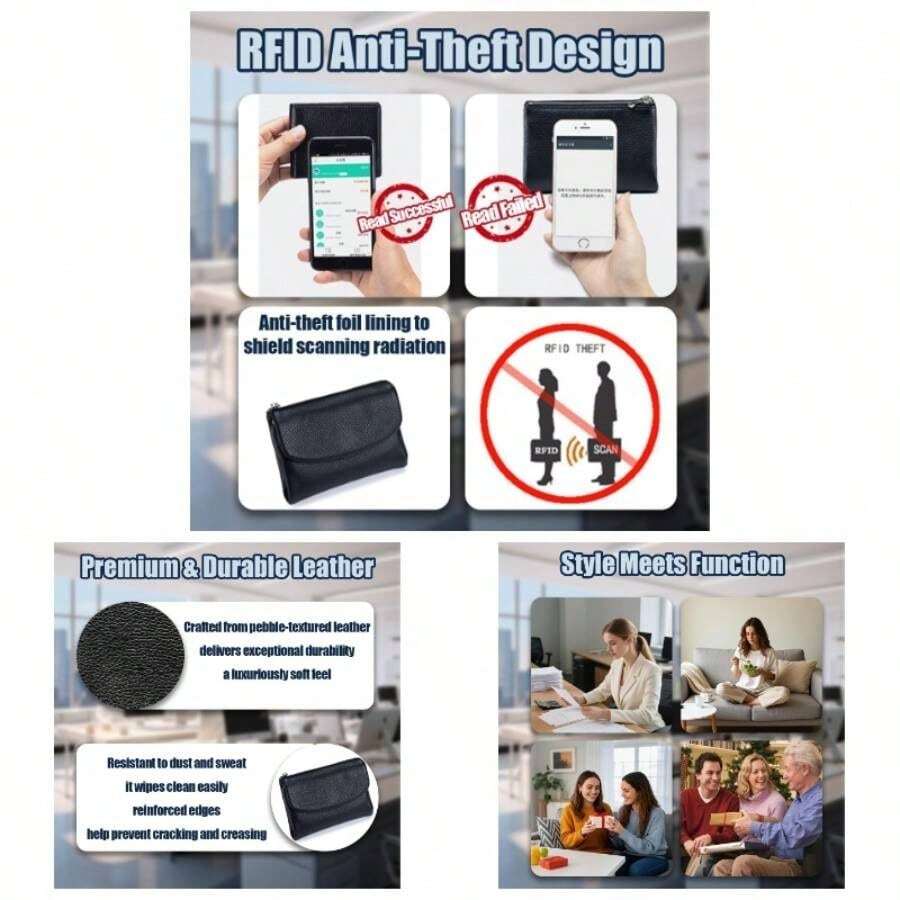 Precious Wallet Women, 5.3In Unisex Pebble Leather Wallet with Coin Holder Cash Slots, Small Bifold Purse Women with Rfid Anti - Theft Waterproof A11 - A11 - Ver 1