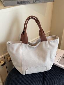 peach tree 女士休闲托特包，简约纯色手提包，男女通用单肩包，大容量多口袋多功能随身包，适合度假、旅行、送礼、返校、大学、情人节等场合。 - 彩色 - 查看 11