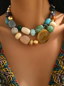 Bộ 1 vòng cổ hạt nhựa và san hô CCB màu nâu hoa văn bất đối xứng phong cách Bohemian cổ điển, nhiều lựa chọn, trang sức cao cấp dành cho nữ, có thể mua riêng lẻ hoặc theo bộ 2 chiếc, thích hợp cho các dịp lễ, tiệc tùng, làm quà tặng, đeo quanh năm, Ngày Valentine, Lễ Tạ ơn, tặng bạn bè. Chất liệu nhựa có nhiều tông màu và hoa văn, mỗi hạt đều độc đáo. Có thể có một vài vết xước nhỏ do khuôn đúc, đó là hiện tượng bình thường. - Nhiều màu - Xem 1