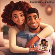 Customized Photo To Cartoon Style Oil Painting - Customizable Photo, Pet Photo, Text - AI Generated Cartoon Art Canvas, Suitable For Wall Decor, Gifts, Home/Office - Multicolor - View 5