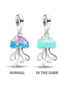 1pc Fashionable 925 Sterling Silver Shiny Jellyfish Pendant, Suitable For Women Jewelry DIY Bracelet - Beaded 2 - View 5