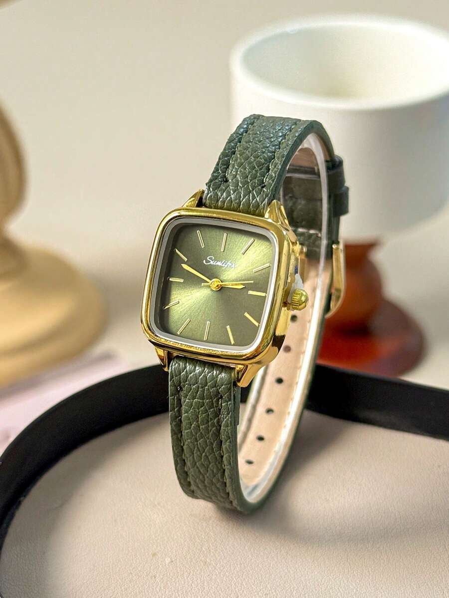 1 chiếc đồng hồ đeo tay nữ kiểu dáng cổ điển, thời trang thường ngày, vỏ hình bầu dục, dây đeo bằng da PU, mặt số tinh tế được trang trí bằng đá quý, thanh lịch và quyến rũ, thích hợp để đeo hàng ngày, làm quà tặng sinh nhật, dự tiệc, họp mặt ngày lễ, lý tưởng cho bản thân hoặc bạn bè, không kèm hộp đựng.