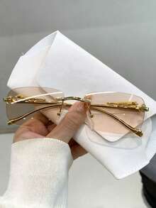 Women's Fashion Square Frameless Fashion Glasses, Summer - Champagne - View 2