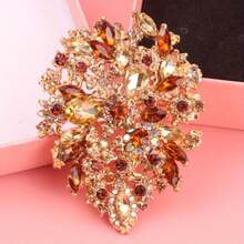 1pc Ins Light Luxury Floral Brooch, Fibonacci Gradient Gemstone Flower Cluster Pin, Orange, Yellow And Red Colored Water Diamond Matrix, Best Friend Gift, Dopamine Style Planner Accessory - A - 查看 7
