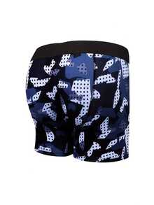 随机10条装男士长款平角内裤 - 涤纶舒适弹力内裤，休闲针织面料短裤，含氨纶，弹性十足 - 透气柔软，运动版型