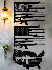 زخرفة جدارية معدنية سوداء على شكل علم أمريكا، مناسبة للأماكن الداخلية والخارجية، وتنطبق بشكل مثالي على غرف المعيشة والحمامات والمطابخ والمكاتب - متعدد الألوان - مشاهدة 11