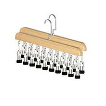 Organizador de mallas de 10 Clips para armario, colgador de mallas de armario de madera, organizador que ahorra espacio, colgador con múltiples clips para pantalones, bufandas 4NJW - B 2 piezas - Ver 16