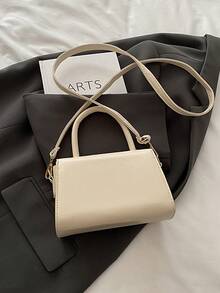 Bolsa de ombro pequena retrô feminina, nova bolsa transversal quadrada minimalista e elegante. - Branco - Ver 6