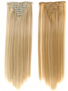16 Clips 7Pcs/Set Hair Extensions Long Straight Hairstyle Synthetic Blonde Black Hairpieces Heat Resistant False Hair Daily Use For Women - Multicolor - View 16