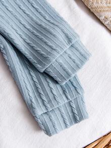 男婴柔软长袖小熊印花二合一撞色领结连体衣 - 藍色 - 查看 6