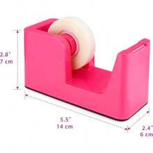 SimpleWork Desktop Tape Dispenser, Pink, 1 in Core, Non - Skid Weighted Base, Tape Cutter Office, Home, School, and Crafts - inicial - Ver 7